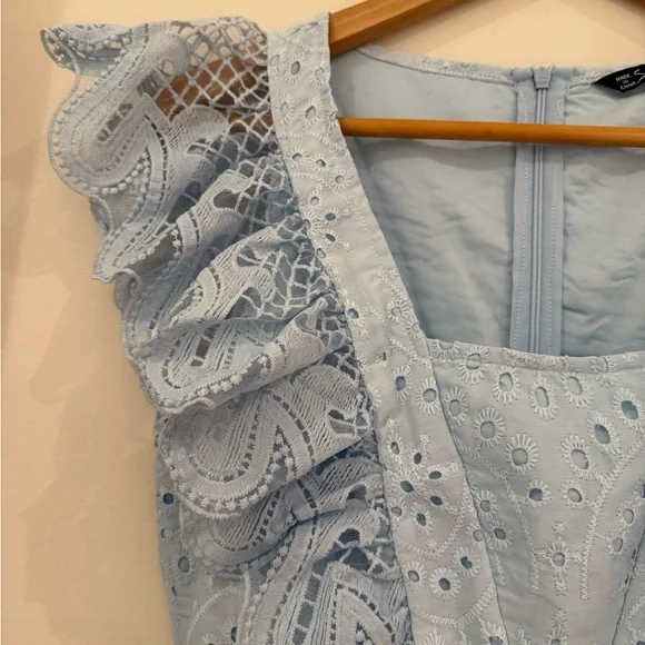 Light Blue Eyelet Ruffle Dress - Picture 2 of 6